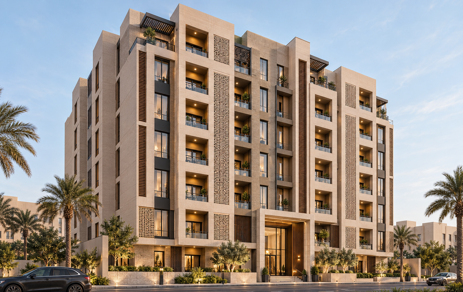 واجهة مشروع سكني حديث بمكة المكرمة